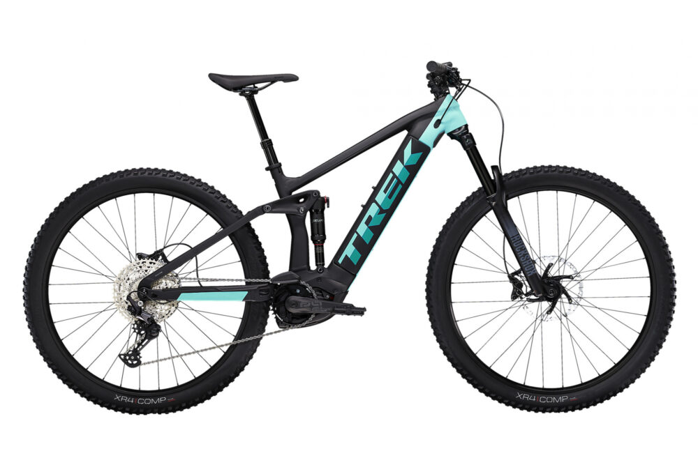 VTT Électrique Tout-Suspendu Trek Rail 5 Shimano Deore 12V 625 Wh 29'' Noir Mat / Vert Miami 2022