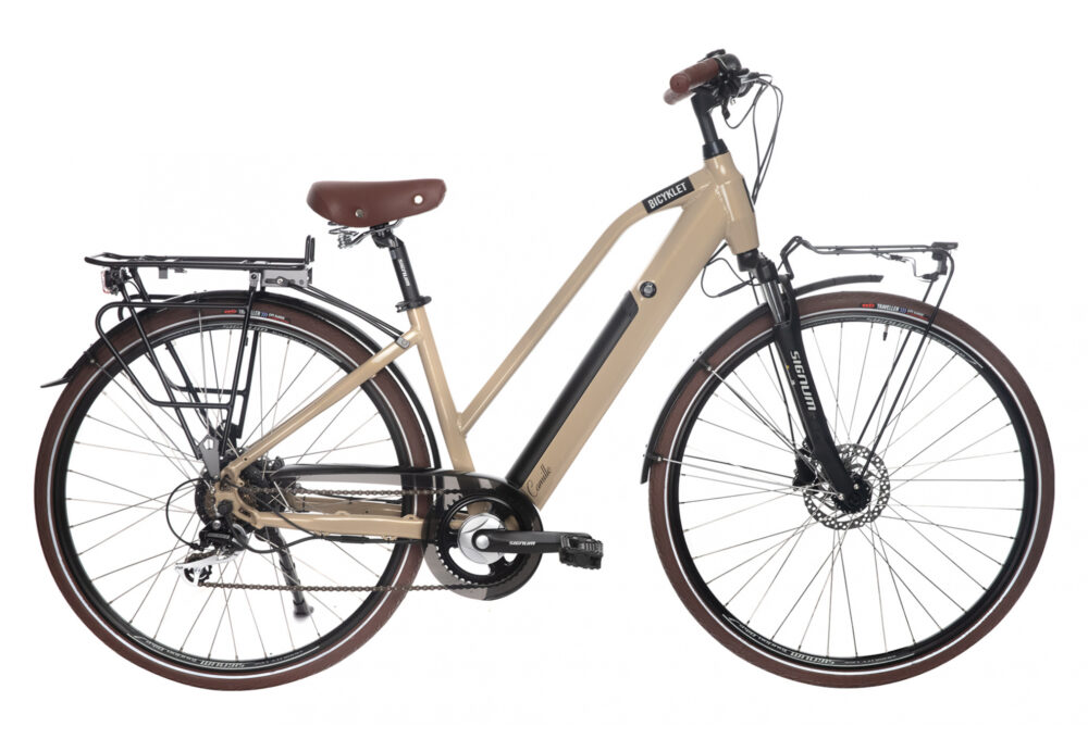 Vélo de Ville Électrique Bicyklet Camille Shimano Acera/Altus Beige Ivoire