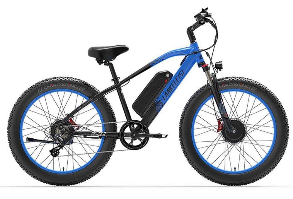VTT électrique Lankeleisi MG740 PLUS 1000Wx2 26" Fat Bike Dual Motor EMTB Bleu