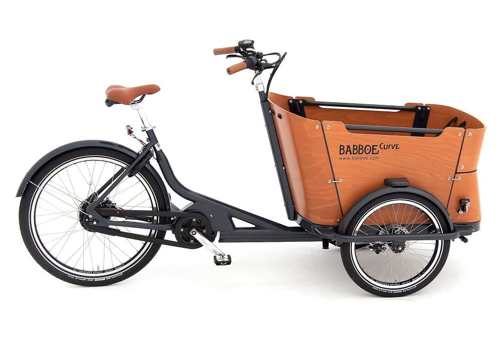 Vélo Cargo Triporteur Électrique Babboe Curve Mountain Enviolo NuVinci 500 Wh 20/26" Gris Anthracite Marron 2023