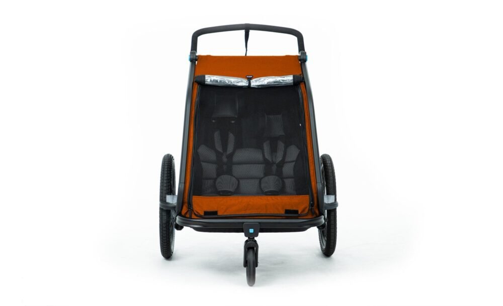 Remorque velo enfant​ CUBE Double CMPT Kinder - X Actionteam - grey´n´orange