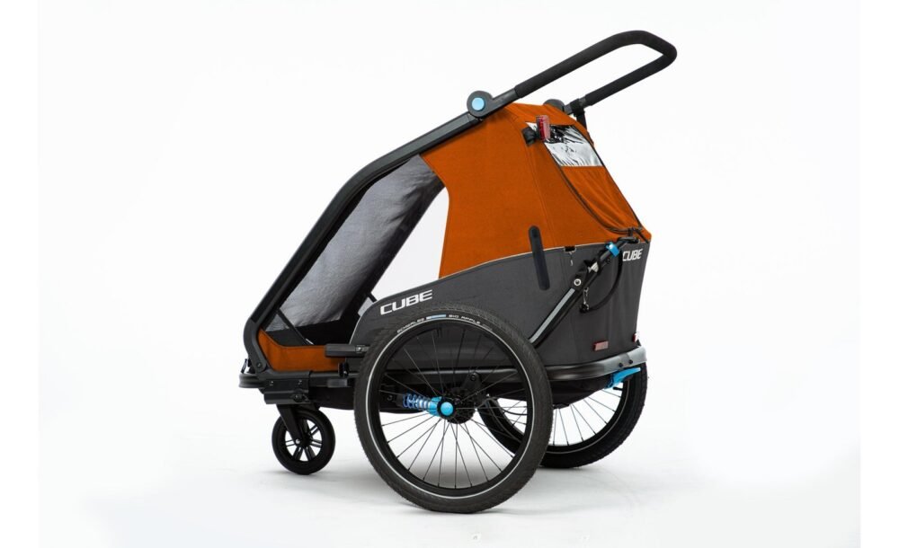 Remorque Vélo Enfants CUBE Double CMPT Kinder X Actionteam - grey´n´orange