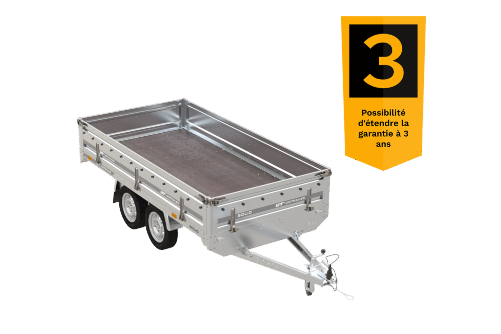 Remorque 2 essieux 304×153 UNITRAILER SOLID 300/2 PTAC 750 kg